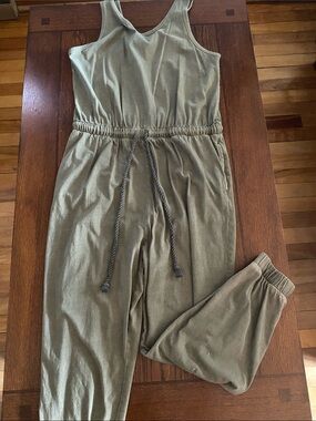 Universal Thread Olive Sleeveless Jumpsuit with Drawstring
